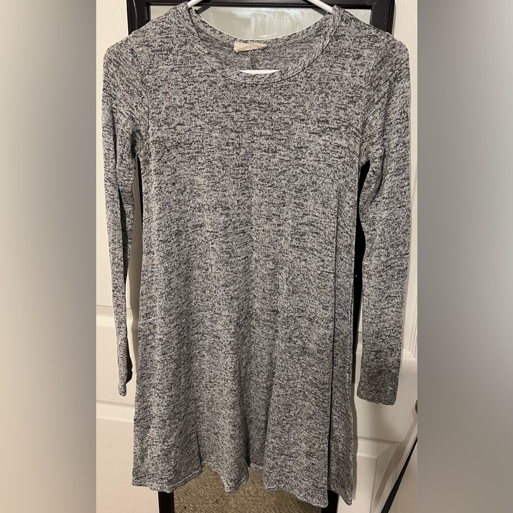 dark grey long sleeve flowy dress